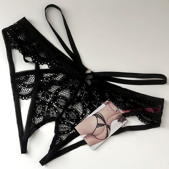 NWT Seven ‘til Midnight Strappy Crotchless Open-Back Bikini Panty - Picture 3 of 3